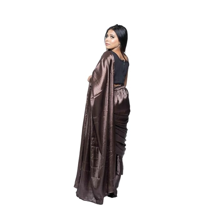 MINAAKSHIGANGAA cofee Brown saari Skirt with Attached duppatta