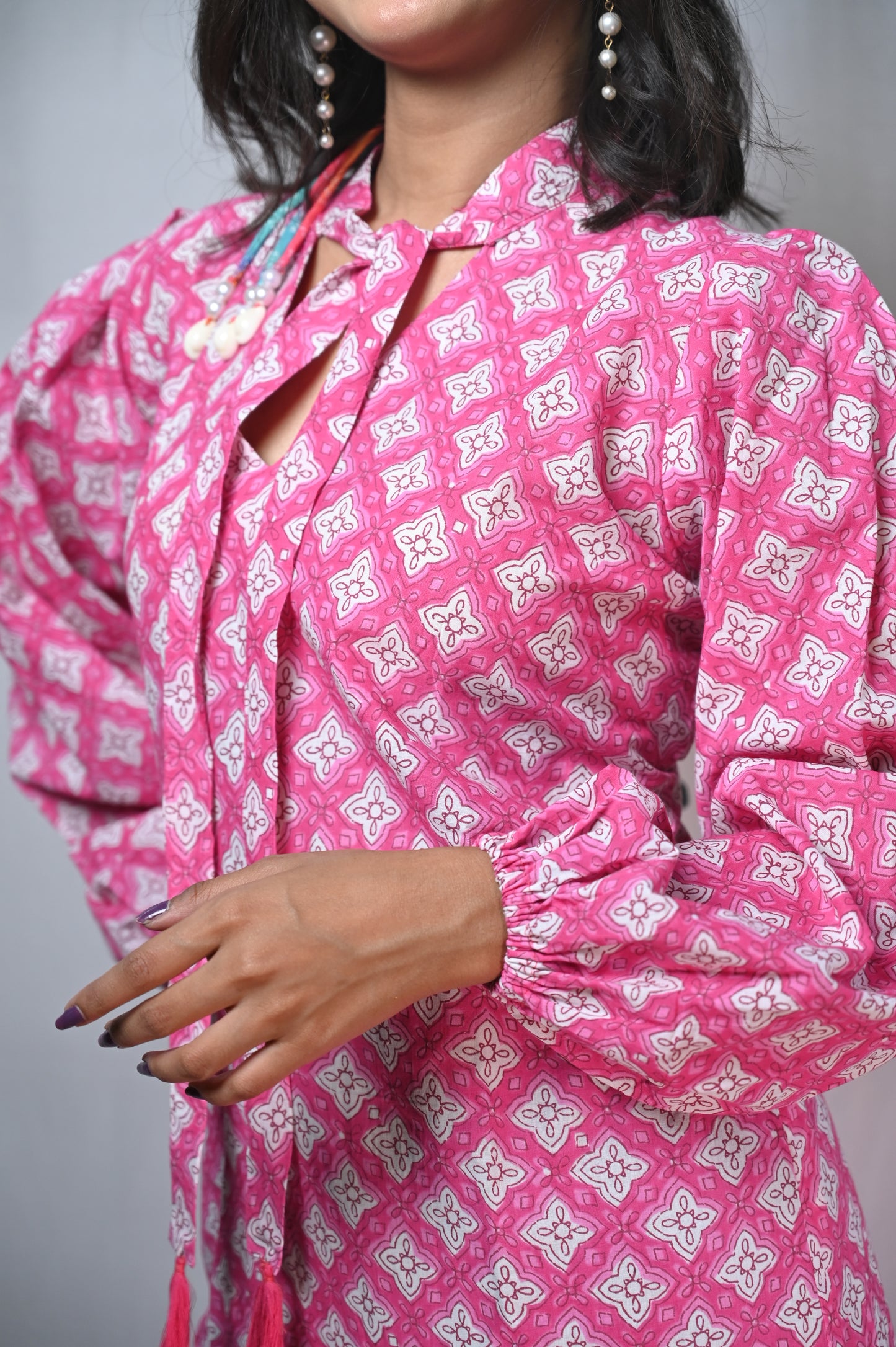 Blooming Pink cottan long maxi dress