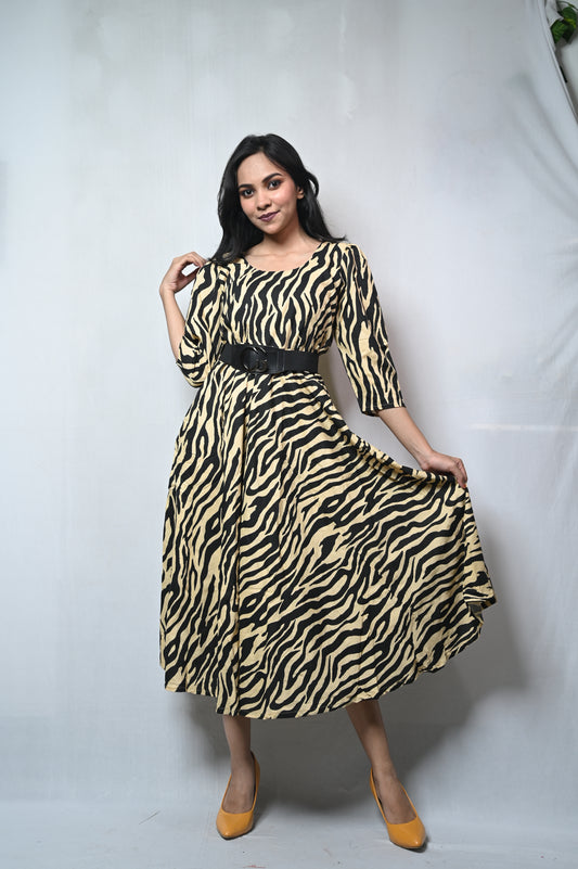 Tiger print summer cottan dress