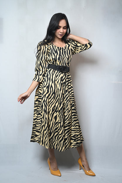 Tiger print summer cottan dress